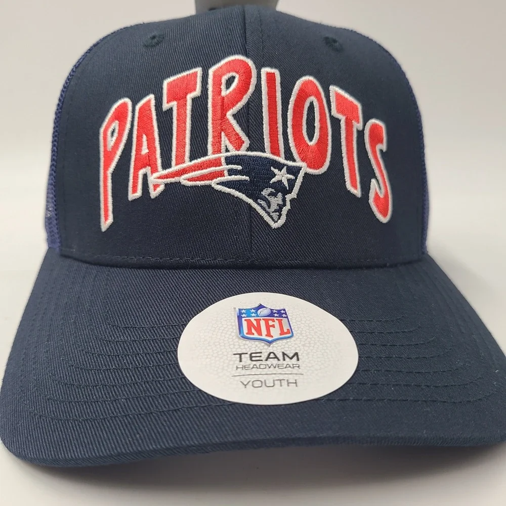 Youth New England Patriots Hat Adjustable Trucker Mesh NFL Team Apparel Blue NFL